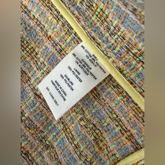 L’AGENCE Tinlee Blazer in Yellow Multi Tweed open front jacket Chanel-like, sz 0 - Picture 13 of 17